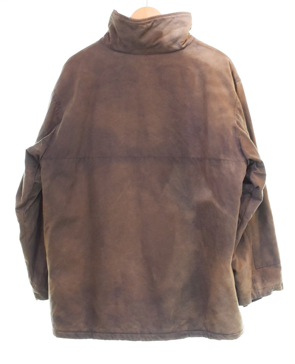 アーペーセー A.P.C. 90's オイルド プルオーバー ハーフジップ ブルゾン エルボーパッチ サイドジップ ブラウン Sサイズ 103MT-3526