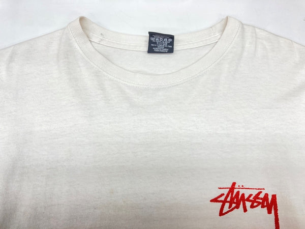 ステューシー STUSSY Skate Tough Tee T-shirt 半袖 カットソー クルーネック コットン ホンジュラス製 バックプリント WHITE 白 Tシャツ ロゴ ホワイト Lサイズ 104MT-1786