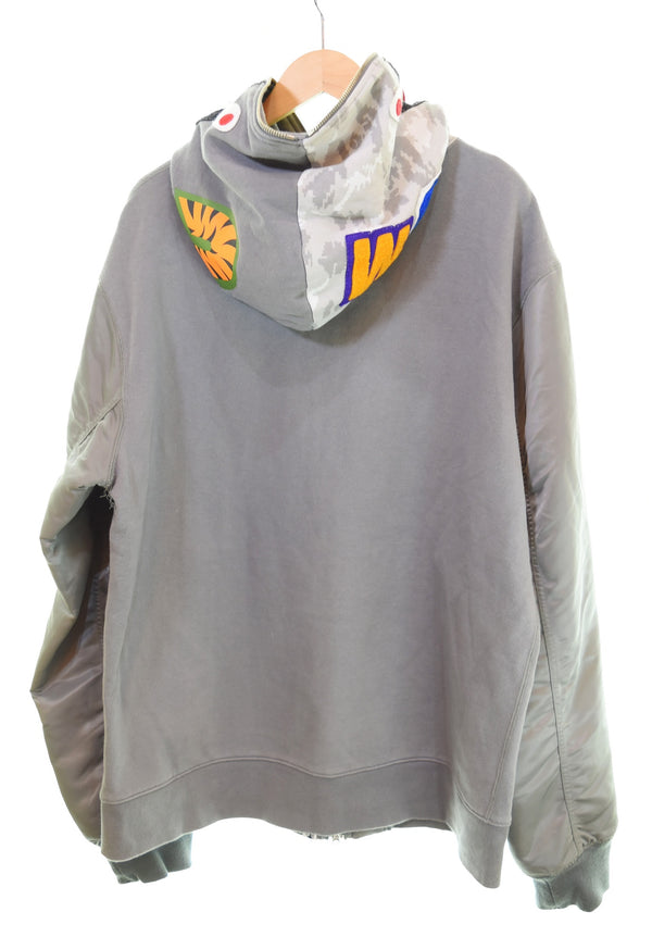 アベイシングエイプ A BATHING APE SHARK FULL ZIP DOUBLE HOODIEダブル シャーク フルジップ パーカー 001ZPG801005X 2XL パーカ グレー 3Lサイズ 103MT-3110