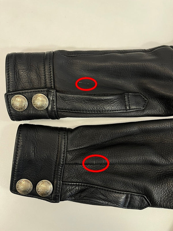 レッドムーン RED MOON ウエスタンシャツ レザーシャツ 鹿革 ディアスキン コンチョボタン 黒  表記サイズ38 ジャケット ブラック 101MT-4496