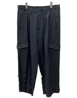 ヨウジヤマモト Yohji Yamamoto POUR HOMME 19AW Wrinkled Gabardine Hem Adjusted Pants ギャバジン パンツ カーゴ ズボン 黒 無地 HC-P28-100 カーゴパンツ ブラック サイズ 2 104MB-371