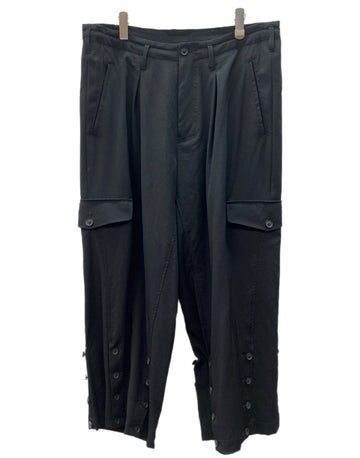 ヨウジヤマモト Yohji Yamamoto POUR HOMME 19AW Wrinkled Gabardine Hem Adjusted Pants ギャバジン パンツ カーゴ ズボン 黒 無地 HC-P28-100 カーゴパンツ ブラック サイズ 2 104MB-371