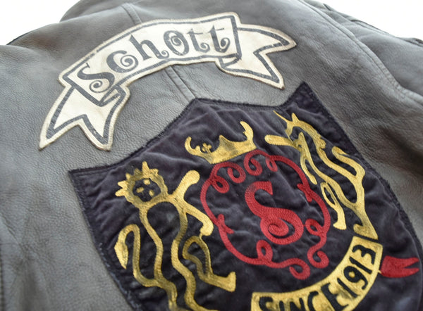 ショット SCHOTT ヴィンテージ加工 レザー クラシック レーサー シングル ライダース ジャケット ジャケット グレー LLサイズ 103MT-1750
