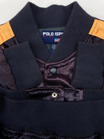 ラルフローレン RalphLauren 90s 90年代 POLO SPORT USA製 サテン スタジャン ブルゾン アウター チェーンステッチ 紫 紺 ジャケット 刺繍 パープル Sサイズ 104MT-2287