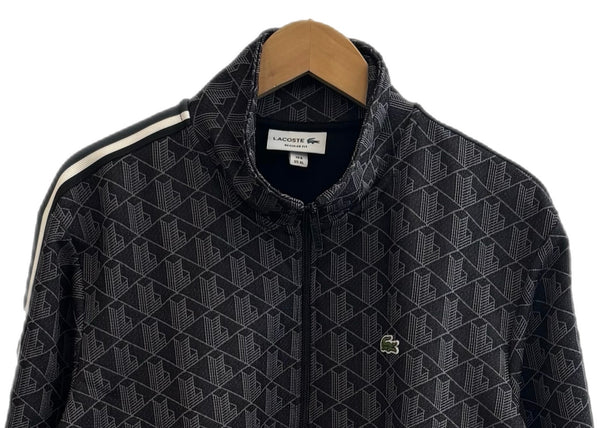 ラコステ LACOSTE モノグラムジャカードトラックジャケット SH1368-10 ジャージ ブラック XLサイズ 201MT-3214