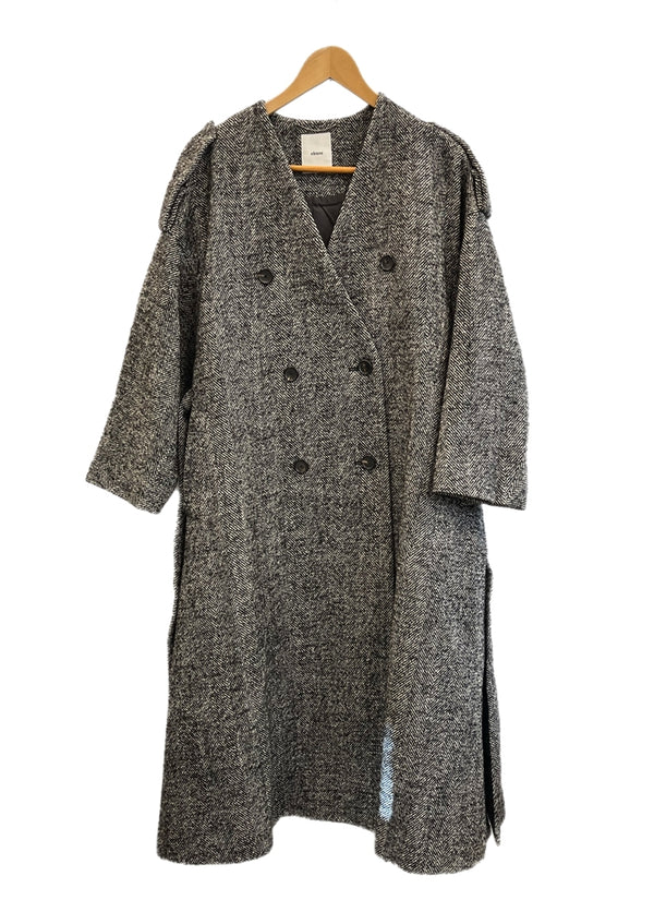エブール ebure ノーカラーツイードコート ウールコート 3010200173 コート グレー サイズ36 101LT-214