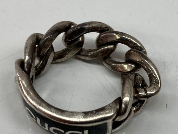 グッチ GUCCI CHAIN RING チェーン リング ロゴプレート 指輪 925 銀 メンズジュエリー 指輪・リング ロゴ シルバー 104A-79