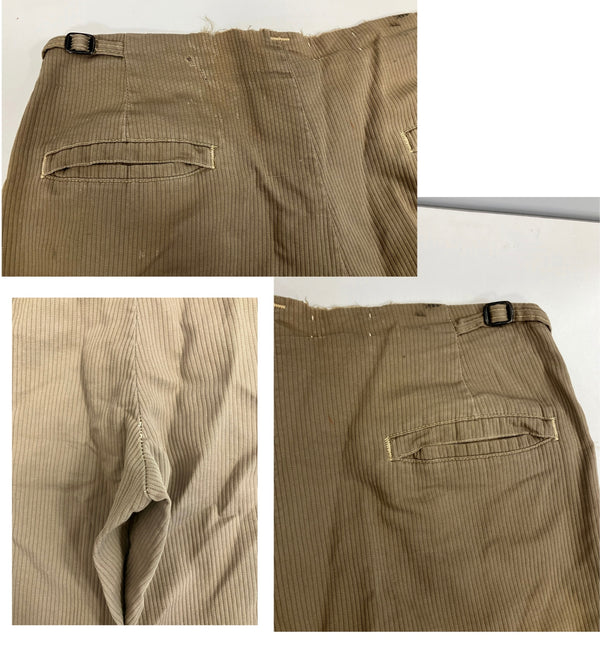 ヴィンテージ vintage ~50’s 50年代 EURO ユーロワーク ピケパンツ 太畝 ワークパンツ DOT SNAPPER WALDES ZIPPER サイドアジャスター付き スラックス ベージュ - 101MB-680