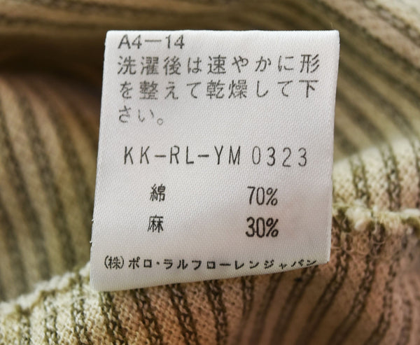 ラルフローレン RalphLauren ボーダー リネン 半袖 ポロシャツ ポケットシャツ KK-RL-YM0323 半袖ポロシャツ ベージュ Lサイズ 103MT-2388