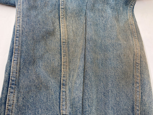 オフホワイト OFF-WHITE 18AW グラディエント アロー デニム Gジャン シルバープレート バックプリント ダメージ加工 ヴィンテージ加工 イタリア製 BLUE 青 OMYE005F18166005 ジャケット ロゴ ブルー Lサイズ 104MT-1837