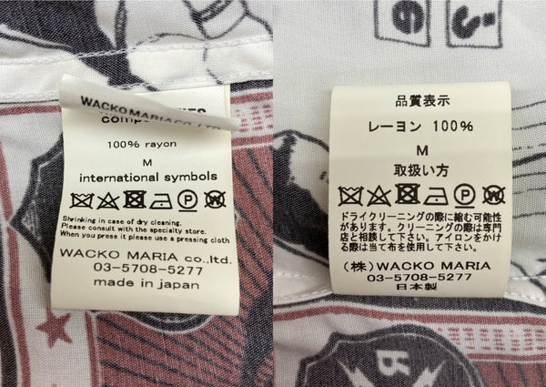 ワコマリア WACKO MARIA OPENCOLOR SHIRT オープンカラー シャツ RAGE AGAINST THE MACHINE ハワイアン アロハ 開襟 半袖 白 ホワイト 半袖シャツ 総柄 マルチカラー Mサイズ 104MT-2329