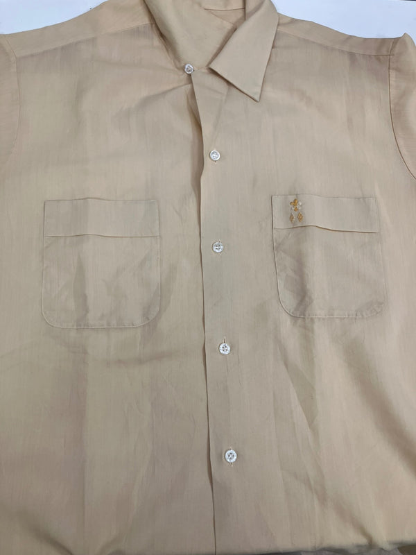 タウンクラフト TOWN CRAFT 60’s~70's 60~70年代 Penneys PENN-PREST ペニーズ 開襟 オープンカラーシャツ ループカラー ボックス ヴィンテージ Vintage 半袖シャツ イエロー Mサイズ 101MT-4796