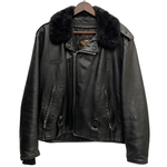 【曜日割引対象外】 ハーレーダビッドソン HARLEY-DAVIDSON 襟ボア ダブルライダース レザー ジャケット ブラック 38サイズ 201MT-4499 VB