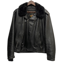 【曜日割引対象外】 ハーレーダビッドソン HARLEY-DAVIDSON 襟ボア ダブルライダース レザー ジャケット ブラック 38サイズ 201MT-4499 VB