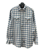 ダブルアールエル RRL 90s 90年代 三ツ星タグ ヘビーネル ネルシャツ ウエスタンシャツ 白 青 長袖シャツ チェック ホワイト Mサイズ 104MT-2015