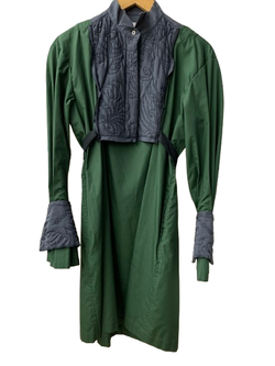 サカイ sacai ベルト付き ステッチワーク バイカラー シャツワンピース 16-02886 ワンピース グリーン 201LT-401