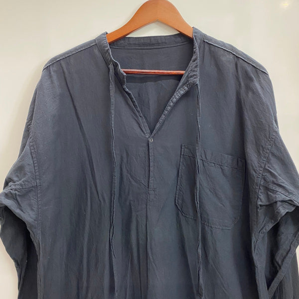 【曜日割引対象外】 キャピタル KAPITAL 風呂敷刺繍 刺し子 プルオーバー スモック シャツ 長袖カットソー ブラック Lサイズ 201MT-4303 VB