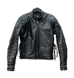 カドヤ KADOYA EVO パデッドライダース シングル ライダースジャケット レザージャケット サイドレース レースアップ 牛革 黒 　 ジャケット 無地 ブラック Lサイズ 104MT-2130