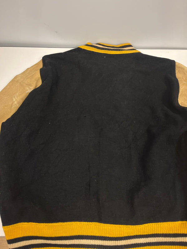 ヴィンテージ vintage 60's～ 60年代 LIPPMANS ウール スタジャン バーシティジャケット アワードジャケット インディアンヘッド 袖レザー ツートン イエロー 42 ジャケット ネイビー 101MT-5453