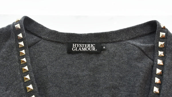 ヒステリックグラマー HYSTERIC GLAMOUR 21AW スタッズ ジッパー カーディガン ZIPPER STUDS 02182ND02 カーディガン グレー Mサイズ 103MT-2765