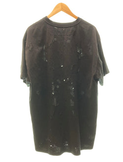 ジバンシィ GIVENCHY 19SS デストロイ加工 ロゴ プリント Tシャツ 半袖カットソー 黒 BM70383Y0B XL Tシャツ ロゴ ブラック 104MT-55