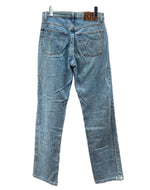 ダブルアールエル RRL 90s DENIM PANTS デニム パンツ ジップフライ ジーパン ジーンズ USA製 Ralph Lauren インディゴ 青 ロゴ デニム ブルー 31/32 104MB-234