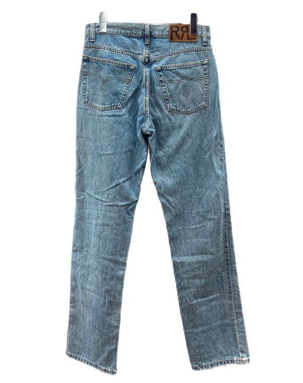 ダブルアールエル RRL 90s DENIM PANTS デニム パンツ ジップフライ ジーパン ジーンズ USA製 Ralph Lauren インディゴ 青 ロゴ デニム ブルー 31/32 104MB-234