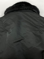 アルファインダストリーズ ALPHA INDUSTRIES B-15D FLIGHT JACKET フライト ジャケット MA-1 襟ファー ジップアップ アウター 黒 ジャケット ロゴ ブラック Mサイズ 104MT-2145