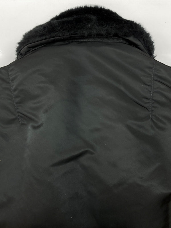 アルファインダストリーズ ALPHA INDUSTRIES B-15D FLIGHT JACKET フライト ジャケット MA-1 襟ファー ジップアップ アウター 黒 ジャケット ロゴ ブラック Mサイズ 104MT-2145