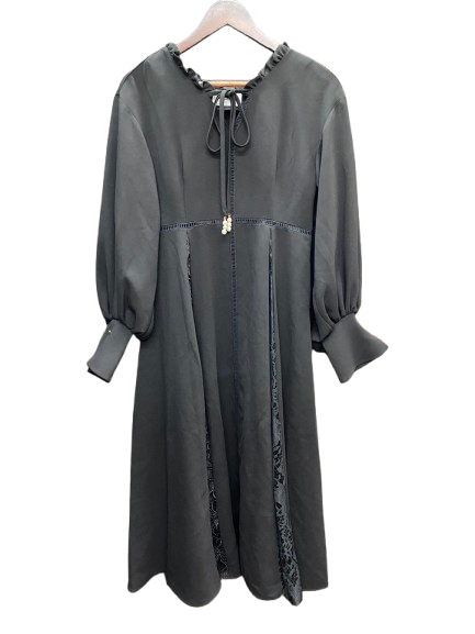 アンドレアアンドコー ANDREA&CO. 2RACES PEARL RIBBON DRESS yk23f10 ワンピース ブラック フリーサイズ 201LT-412