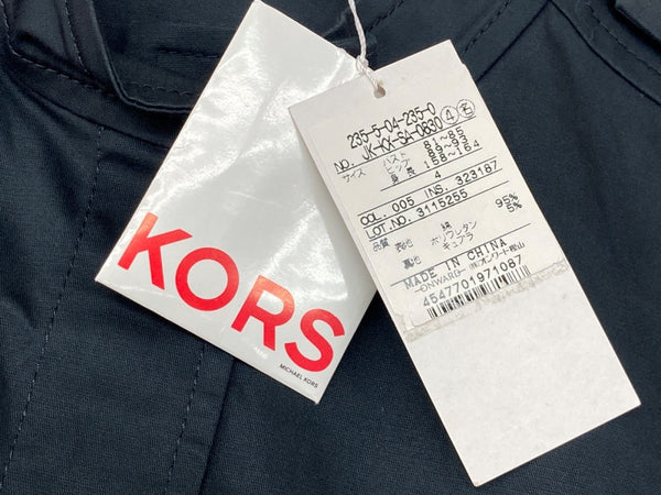 マイケル・コース MICHAEL KORS オンワード樫山 ノースリーブ ノーカラー Military ミリタリー タイト フロントボタン コットン BLACK 黒 ワンピース 無地 ブラック SIZE4 104LT-233