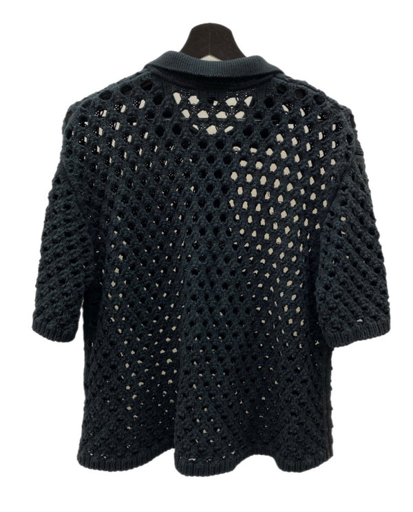 ステューシー STUSSY BIG MESH POLO SWEATER ビッグ メッシュ ポロ シースルー シャツ 黒 トップスその他 無地 ブラック Lサイズ 104MT-1773