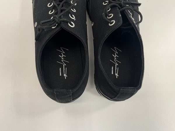 ヨウジヤマモト プールオム Yohjiyamamoto Pour Homme C/CANVAS B LOW TOP SNEAKER 2023SS コットンキャンバス ローカット タンクソール 厚底 メンズ靴 スニーカー ブラック SIZE 3 26.5cm 101sh-2034