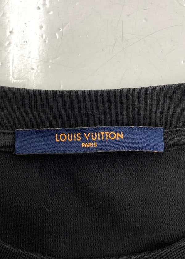 ルイヴィトン LOUIS VUITTON 19AW LV SMOKE PRINT TEE スモーク プリント Tシャツ 半袖 両面 黒 RM192 NPG HHY90W Tシャツ プリント ブラック XLサイズ 104MT-1283