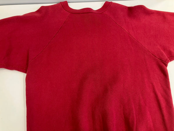 ヴィンテージ vintage 50's～60's 50～60年代 HANES WIND SHIELD ラグラン カレッジ カラーフロッキー プリント 3段 スウェット ワインレッド Lサイズ 101MT-4167