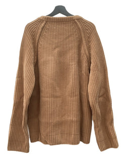 メゾンマルジェラ Maison Margiela 18AW Lowgage Nylon Cable Knit ローゲージ ナイロン ケーブル ニット クルーネック 厚手 薄茶 S50GP0101 S16379 セーター 無地 ベージュ Lサイズ 104MT-2208