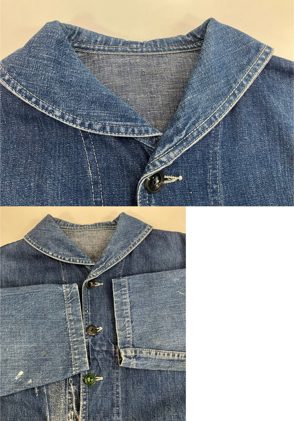 ミリタリー MILITARY 50’s 50年代 Vintage ヴィンテージ US NAVY アメリカ軍 デニム ショールカラー ヘチマ襟 カバーオール - ジャケット ブルー 101MT-4177