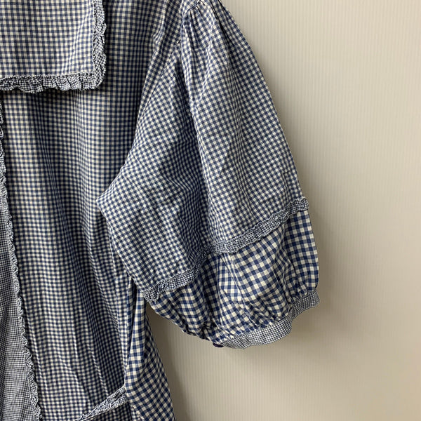 ピンクハウス PINK HOUSE セーラー襟 キューピーワッペン ギンガムチェック柄 ワンピース ブルー 201LT-426