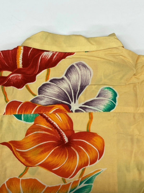 クリームソーダ CREAM SODA OPEN COLLAR L/S ALOHA SHIRT オープン カラー アロハ シャツ ハワイアン 開襟 長袖 黄 長袖シャツ 花・植物 イエロー 104MT-1683