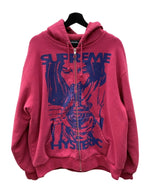 シュプリーム SUPREME × HYSTERIC GLAMOUR ヒステリックグラマー 24FW Thermal Lined Zip Up Hooded Sweatshirt 赤 パーカ プリント レッド Lサイズ 104MT-1689