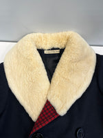 バレンシアガ BALENCIAGA イタリア製 Pコート ファー 紺 ジャケット ネイビー サイズ36 101LT-239