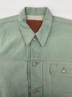 ダブルアールエル RRL SANTAFE WORK JACKET サンタフェ ワーク ジャケット デニム Gジャン ボタン 加工 Ralph Lauren ターコイズ 緑 ジャケット 無地 グリーン Mサイズ 104MT-2071