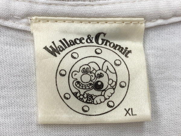 us古着 US 90s 90年代 WALLACE & GROMIT ウォレスとグルミット 映画 ムービー アニメT 白 Tシャツ キャラクター ホワイト XLサイズ 104MT-1829