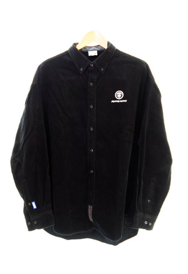 アベイシングエイプ A BATHING APE AAPE NOW LONG SLEEVE CORDUROY SHIRT 長袖シャツ 黒 AAPSTM8499XXN 長袖シャツ ブラック Lサイズ 103MT-1261