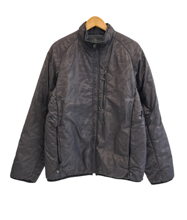 ステューシー STUSSY ロゴ総柄 無地 リバーシブル パフジャケット 中綿ジャケット 黒 ジャケット ブラック Lサイズ 101MT-5411