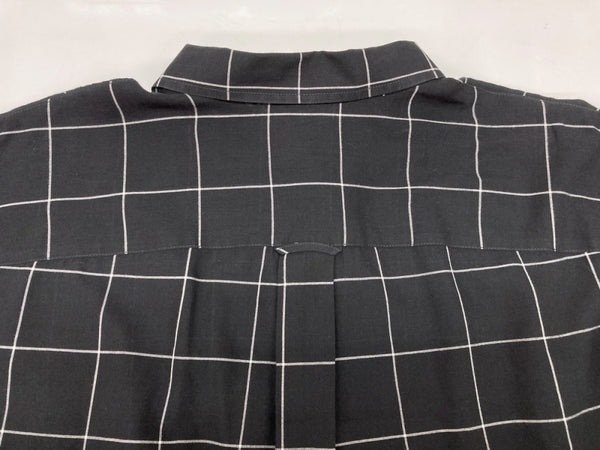 ステューシー STUSSY LIGHT WEIGHT CLASSIC SHIRT ライト ウェイト クラシック ステンカラー フロントボタン 胸ポケット ロゴ 刺繍 BLACK 黒 長袖シャツ チェック ブラック Lサイズ 104MT-1775