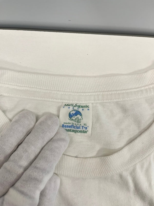 パタゴニア PATAGONIA 90s～ Vintage ヴィンテージ Beneficial T's USA製 グラフィック バックプリント ロングスリーブ 長袖カットソー 白 XL ロンT ホワイト LLサイズ 101MT-4780