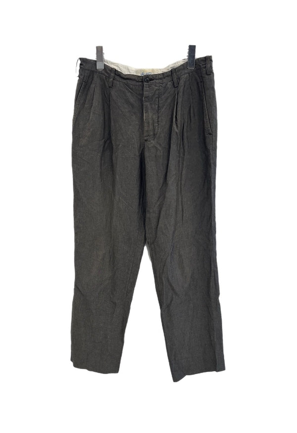 ザクルーキッドテイラー The crooked Tailor コットンリネンパンツ トラウザーズパンツ 黒 ボタンフライ スラックス ブラック 101MB-737