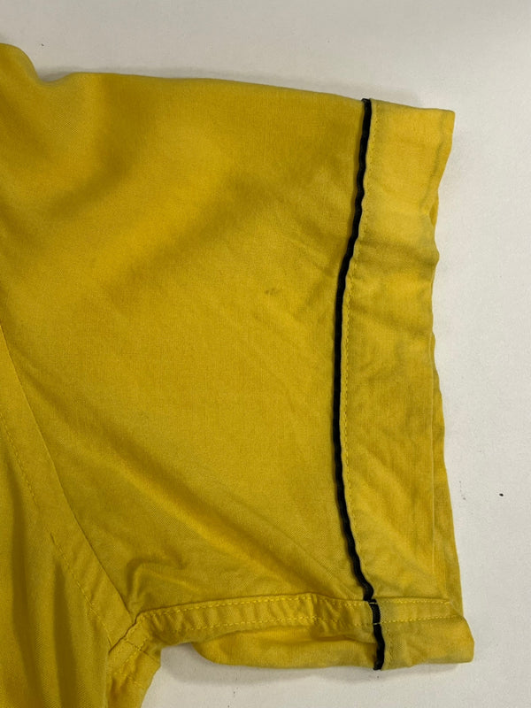 ヒルトン HILTON 60's 60年代 黒タグ ボーリングシャツ 開襟 オープンカラーシャツ ループカラー ボックス バイカラー 2トーン  VINTAGE ヴィンテージ 15 1/2 半袖シャツ イエロー Mサイズ 101MT-4726