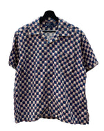 ラルフローレン RalphLauren 90s OPEN COLLAR SHIRT オープン カラー シャツ FORREST アロハ ハワイアン USA製 半袖 開襟 青 半袖シャツ チェック ブルー Mサイズ 104MT-1511